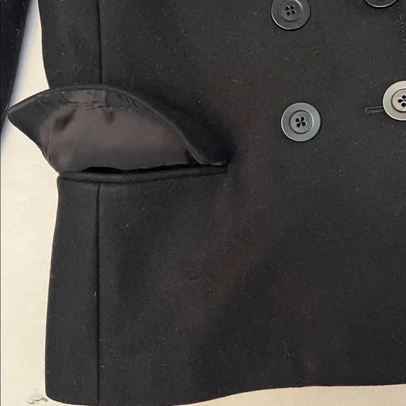 NILI LOTAN RED CUFF VIRGIN WOOL SHORT PEACOAT BLACK SIZE 6 - Picture 7 of 16